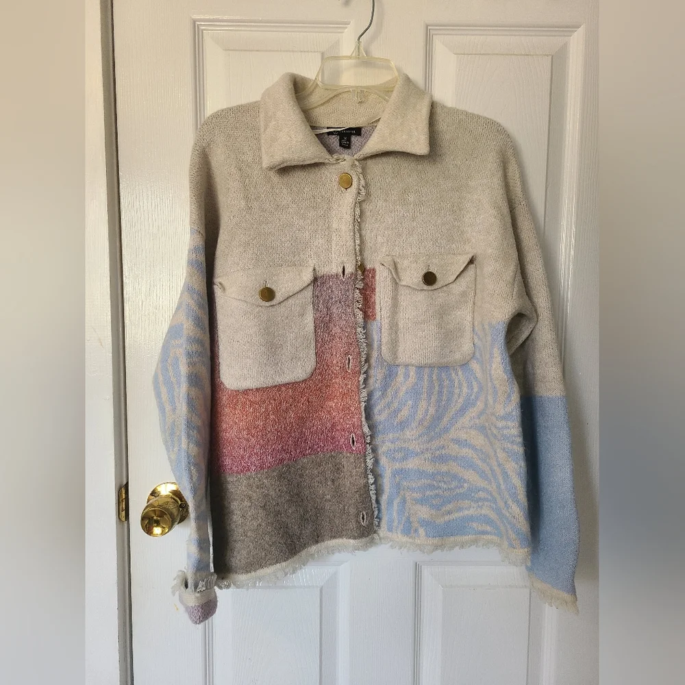 Colorblock Button-Up Jacket - Picture 1 of 7